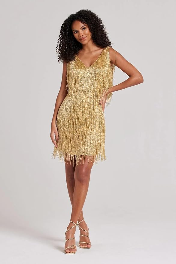 Niki | Women's Sparkling V-Neck Fringed Mini Dress