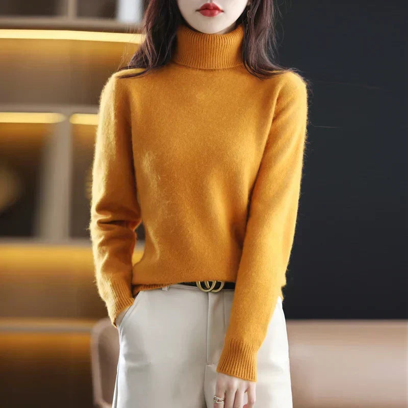 Women's 100% Pure Cashmere Turtleneck Sweater for Cold Weather