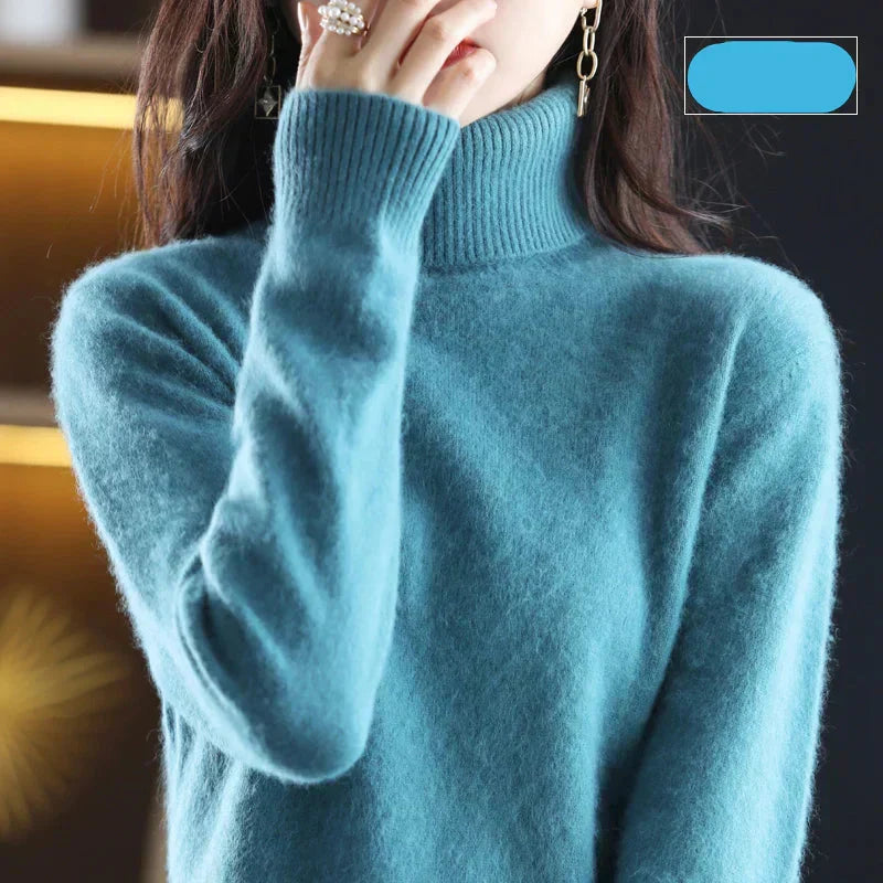 Women's 100% Pure Cashmere Turtleneck Sweater for Cold Weather
