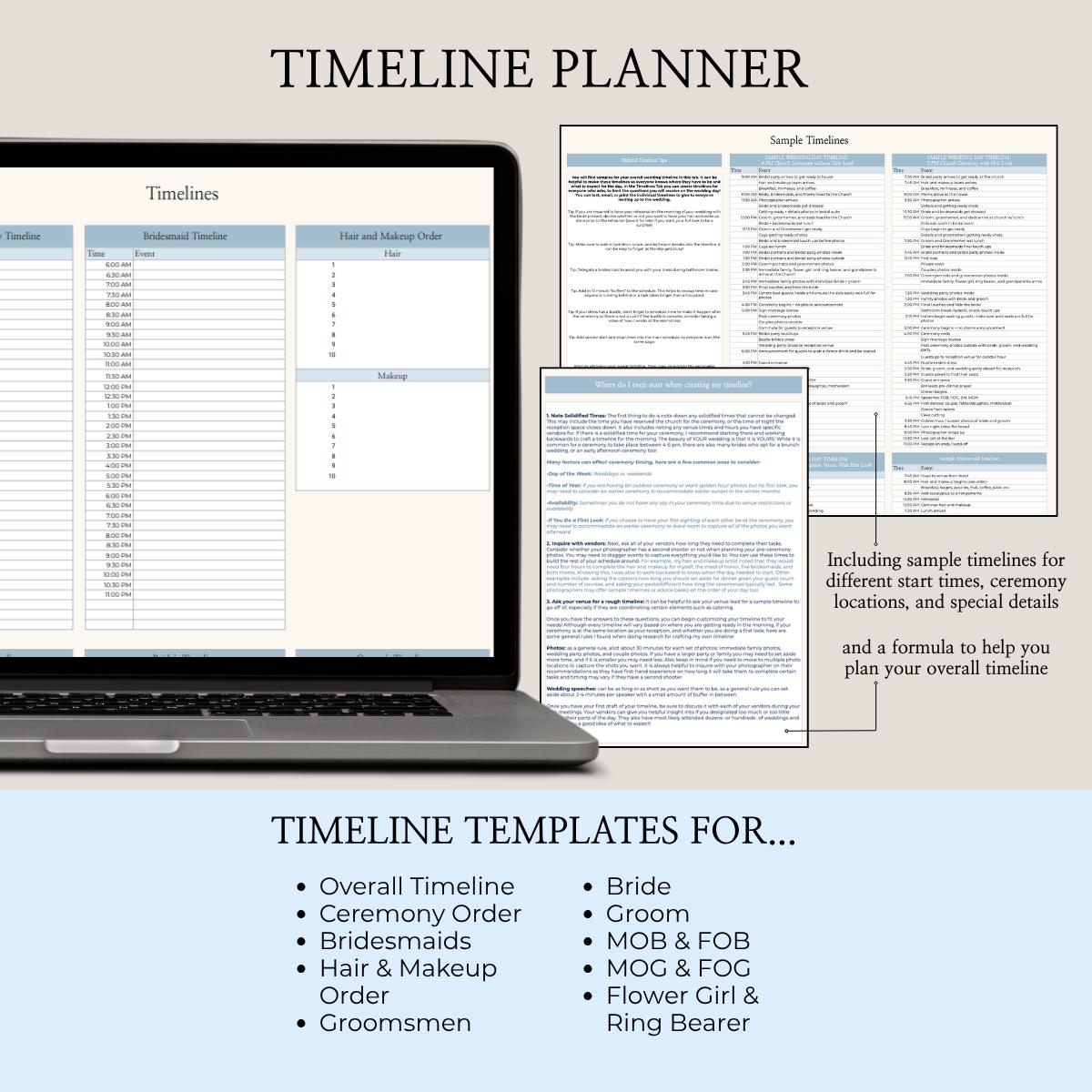 Wedding Planning Spreadsheet - Google Sheets Template | Budget Tracker, Checklist, Seating Chart, Timeline, Tips | Blue Digital Planner