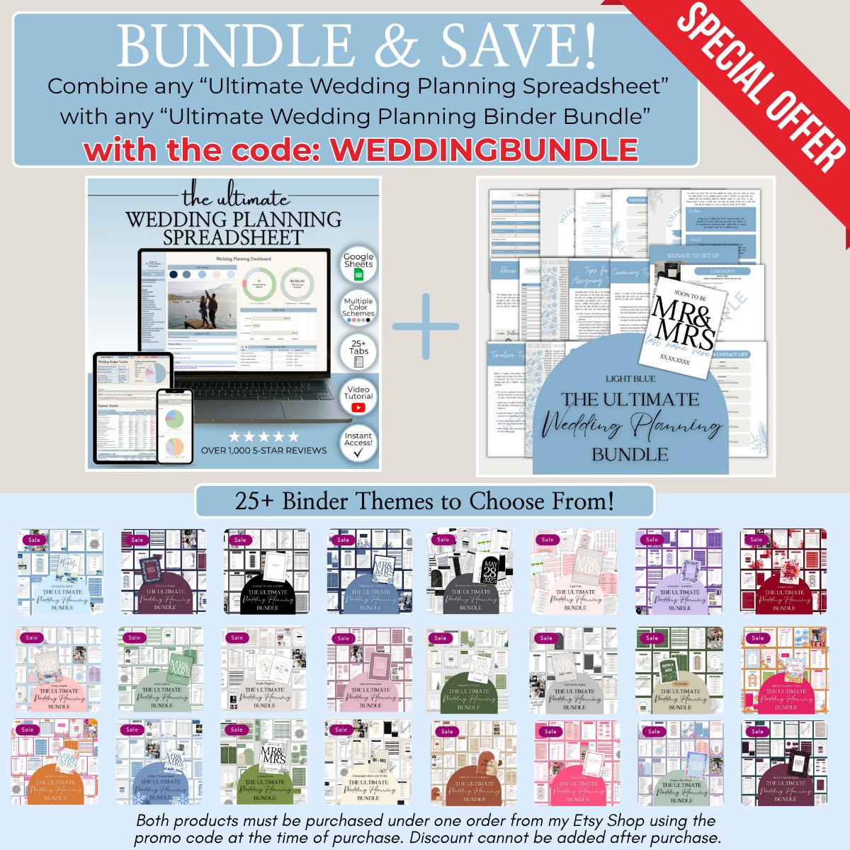Wedding Planning Spreadsheet - Google Sheets Template | Budget Tracker, Checklist, Seating Chart, Timeline, Tips | Blue Digital Planner
