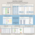 Wedding Planning Spreadsheet - Google Sheets Template | Budget Tracker, Checklist, Seating Chart, Timeline, Tips | Blue Digital Planner