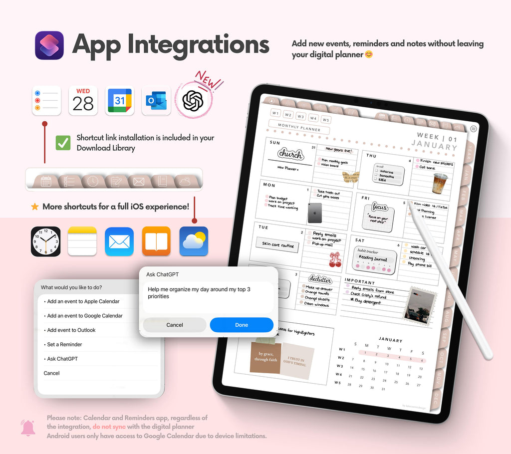 Portrait Digital Planner 2026 2027 2028 & Undated, Goodnotes Planner, Daily Planner, Weekly Planner, Notability Planner, iPad Planner