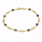 Evil Eye Anklet 10" Blue Plain Mariner High Polish