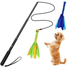 Extendable Dog Flirt Pole with 2 Replaceable Interactive Tail Toys