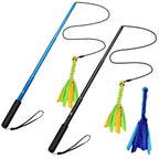 Extendable Dog Flirt Pole with 2 Replaceable Interactive Tail Toys