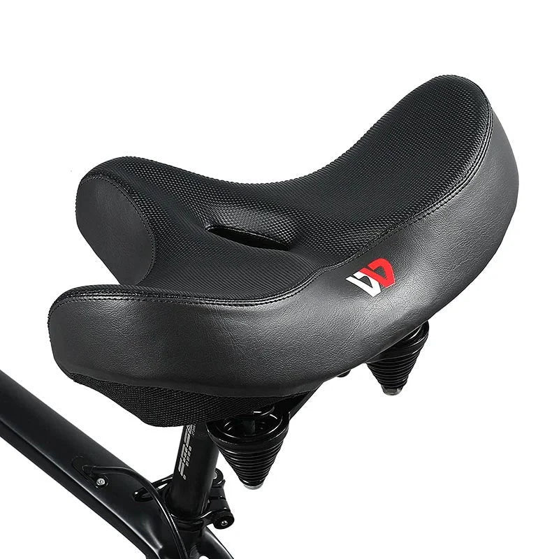 Extra Wide Bike Saddle with Cutout, High-Density Padding & Suspension