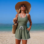 Women's Minimalist Sports One-Piece Swimsuit – Solid Color Sleeveless