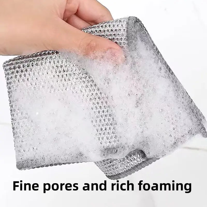 10 Counts Wet Dry Non-Scratch Wire Dishcloth, Reusable Kitchen Cleaning Rag