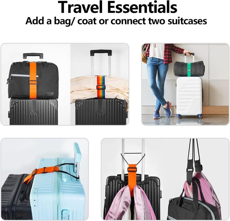 2-Pack Adjustable Luggage Connector Straps – Multi-Use Travel Bag Securing Belts