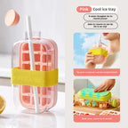 2-in-1 Silicone Ice Cube Bottle with Lid & Straw