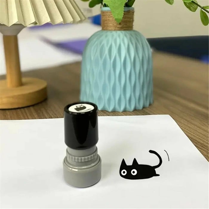 Cat Pattern Stamp, Round Self-inking Stamp