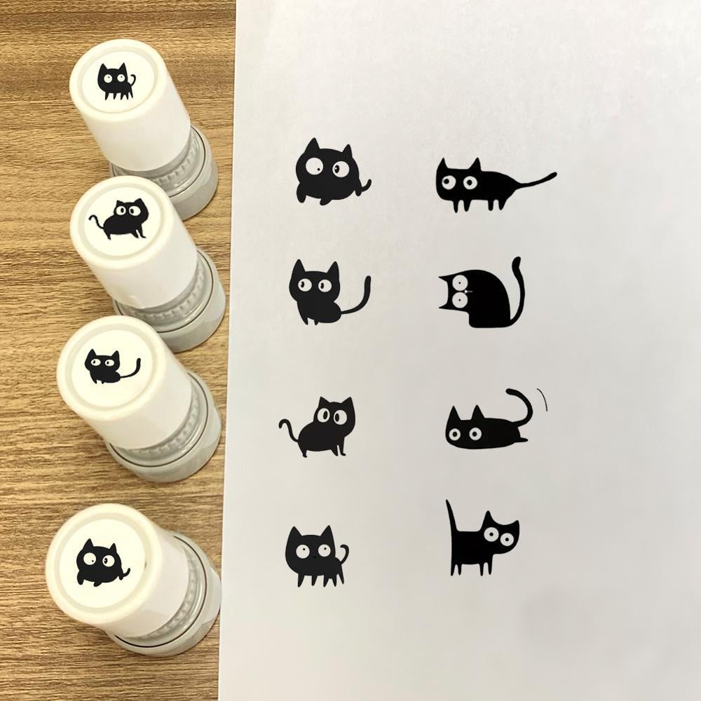 Cat Pattern Stamp, Round Self-inking Stamp