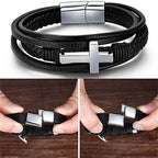 Faith Leather Cross Bracelet