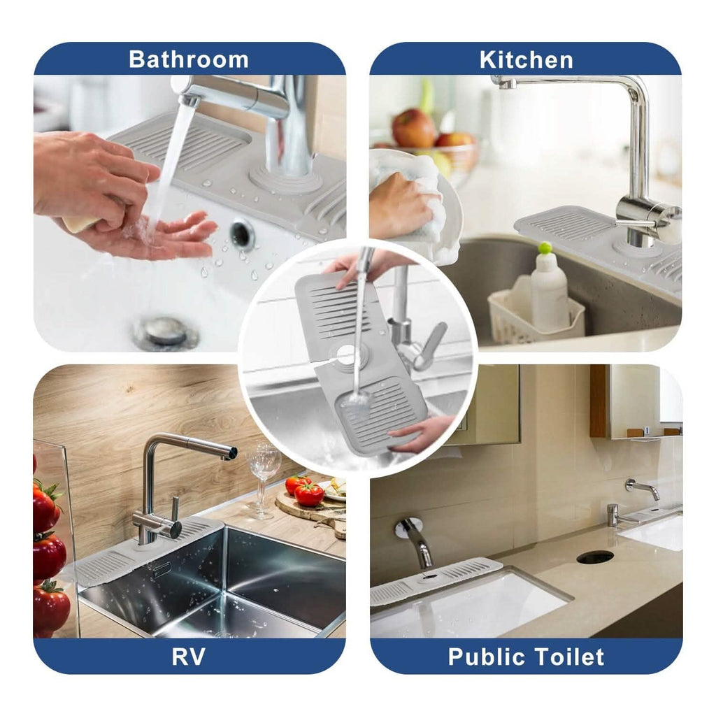 Faucet Splash Mat Sink Tray Water Drainage Pad Sponge Soap Holder