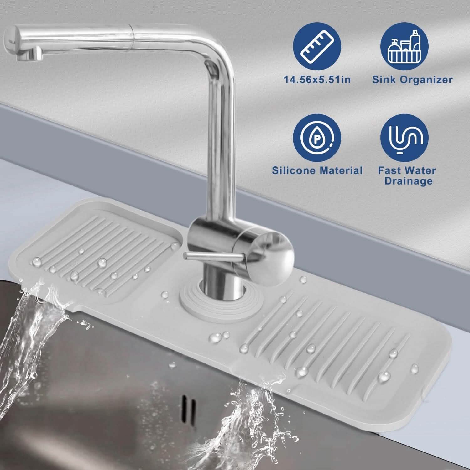 Faucet Splash Mat Sink Tray Water Drainage Pad Sponge Soap Holder