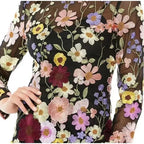 Women's Floral High Neck Long Sleeve Mini Dress