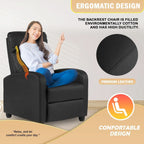 Black Leather Recliner Chair With Lumbar Support For Living Room