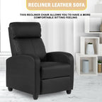 Black Leather Recliner Chair With Lumbar Support For Living Room