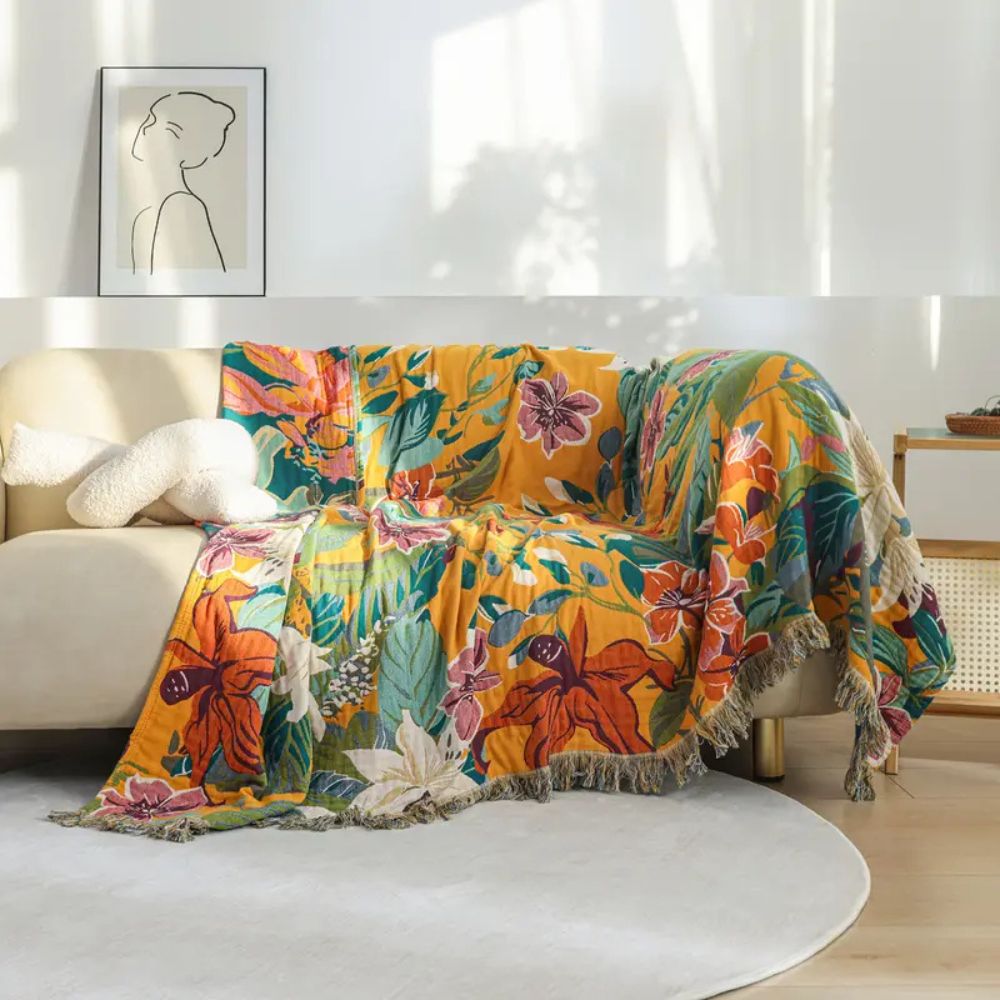 Tropical Paradise Cotton Throw Blanket