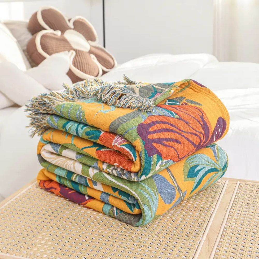 Tropical Paradise Cotton Throw Blanket