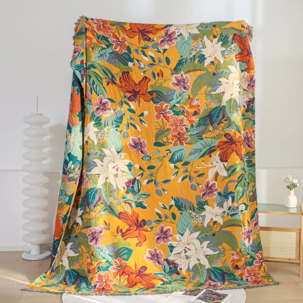 Tropical Paradise Cotton Throw Blanket