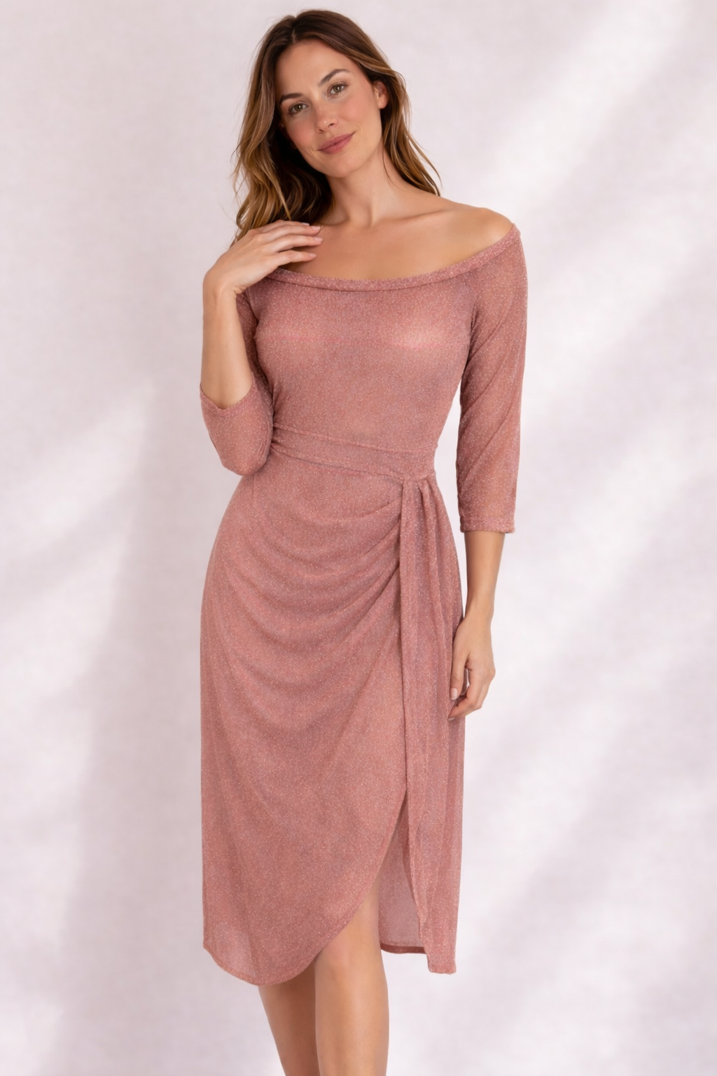 Niki | Elegant Off-Shoulder Wrap Midi Dress