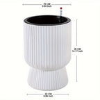 White Self-Watering Flower Pot | Modern Wine Glass Design Planter with Water Level Indicator
