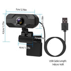 FHD 1080P USB Webcam with 360° Rotatable Clip