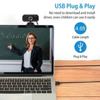 FHD 1080P USB Webcam with 360° Rotatable Clip