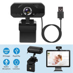 FHD 1080P USB Webcam with 360° Rotatable Clip