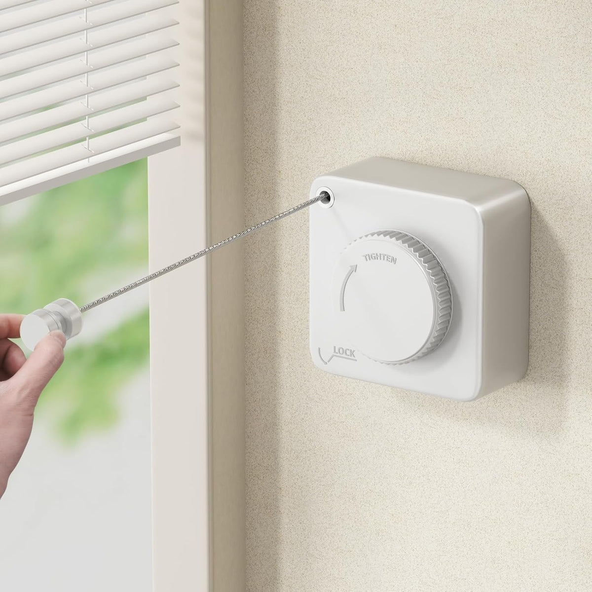 Retractable Wall-Mount Clothesline with Anti-Sag