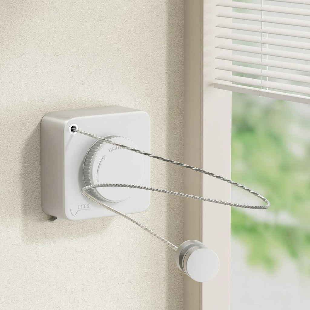 Retractable Wall-Mount Clothesline with Anti-Sag