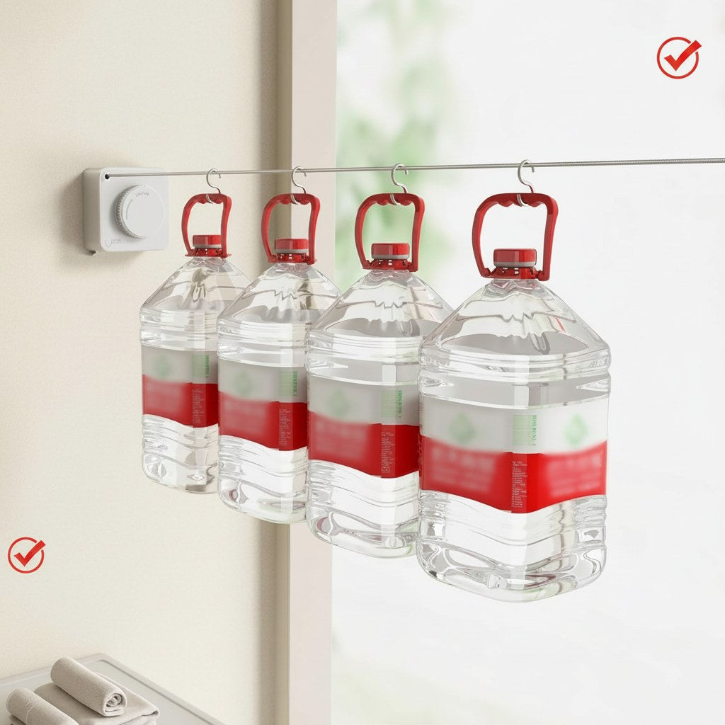 Retractable Wall-Mount Clothesline with Anti-Sag