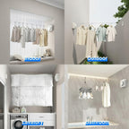 Retractable Wall-Mount Clothesline with Anti-Sag