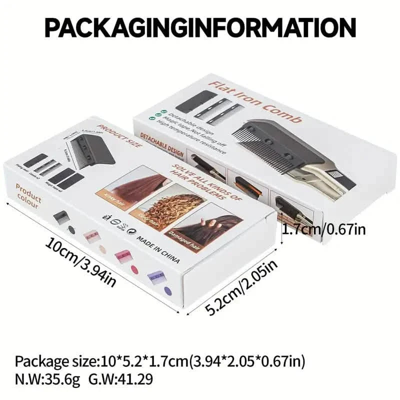 Flat Iron Comb, ABS Plastic Handle Hair Straightener Comb Attachment