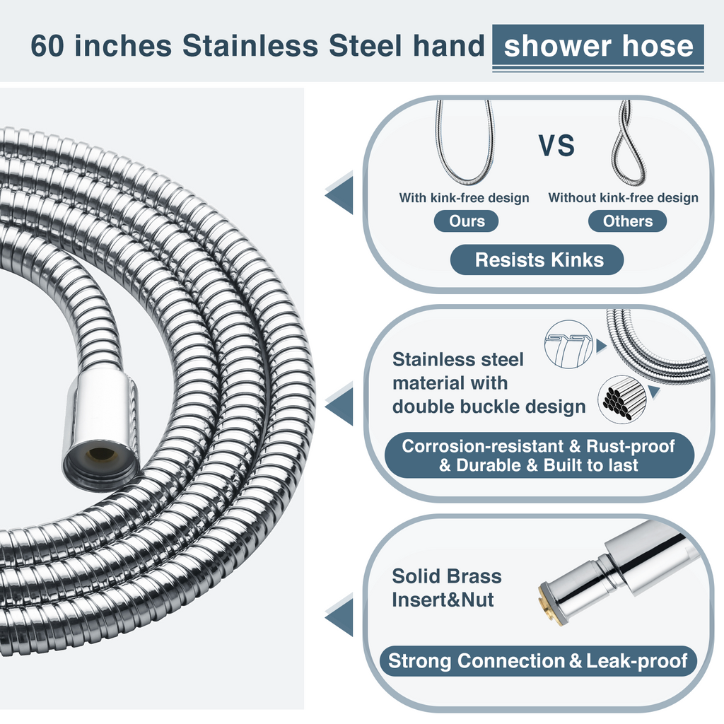9-Spray Handheld Shower Head Set with Hose and Shower Arm Mount