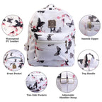Floral Print Backpack Waterproof Knapsack
