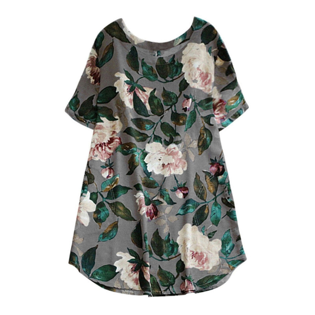 Flower Printed Short Sleeve Dress