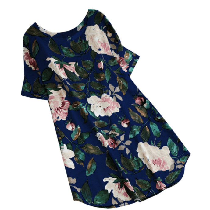 Flower Printed Short Sleeve Dress