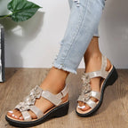 Flower Wedge Sandals