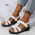 Flower Wedge Sandals