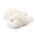 Plush Crossband Slippers with Cushioned Sole and Anti-Slip Base
