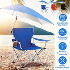 Foldable Beach Chair with Detachable Armrest Adjustable Canopy Stool with Cup Holder