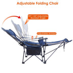 Foldable Camping Chair Heavy Duty Steel Lawn Chair with Reclining Backrest Angle