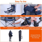 Foldable Camping Chair Heavy Duty Steel Lawn Chair with Reclining Backrest Angle