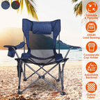 Foldable Camping Chair Heavy Duty Steel Lawn Chair with Reclining Backrest Angle