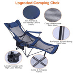 Foldable Camping Chair Heavy Duty Steel Lawn Chair with Reclining Backrest Angle