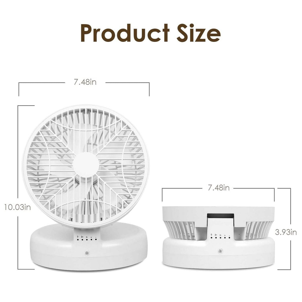 Foldable Desk Fan with 4 Wind Speeds Type-C Rechargeable Wall-Mounted