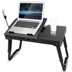 Foldable Laptop Table Bed Notebook Desk with Cooling Fan Mouse Board